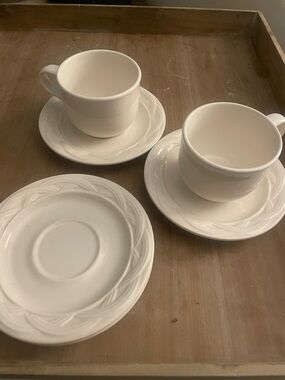 Pfaltzgraf White Ceramic Tea Cups and Saucers Set - Classic Home Dining